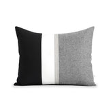 Black Chambray Pillow with Metallic Silver Stripe