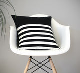 Rugby Stripe Pillow - Black and Cream