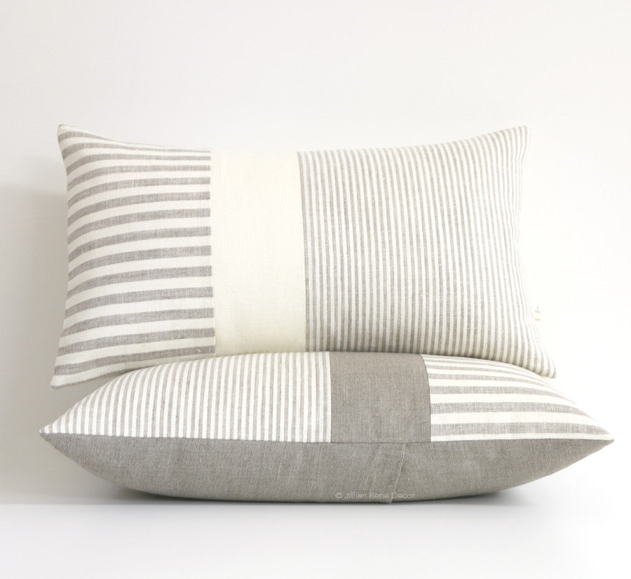 Minimal Striped Linen Lumbar Pillow