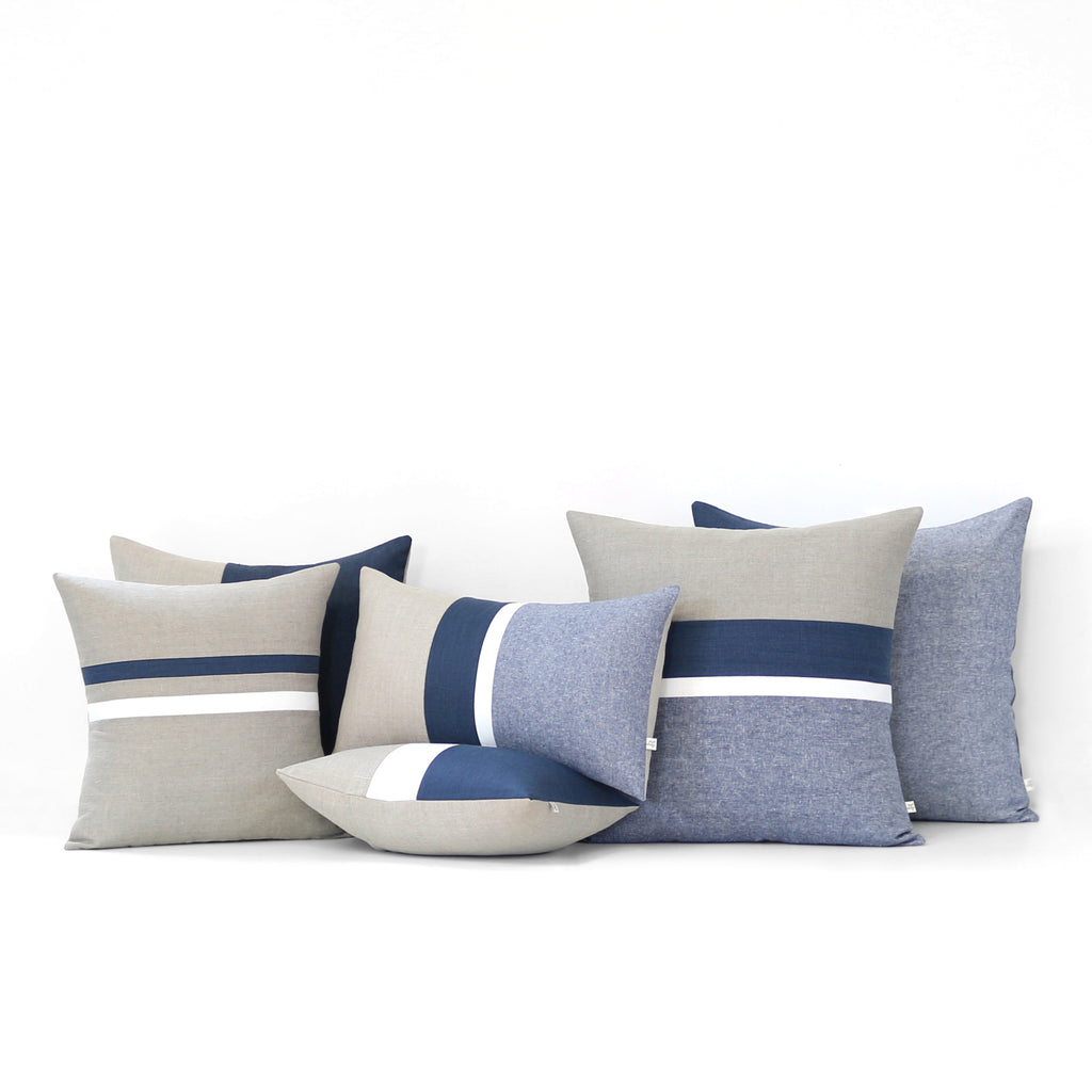 Navy Striped Pillow Set of 6 - Chambray