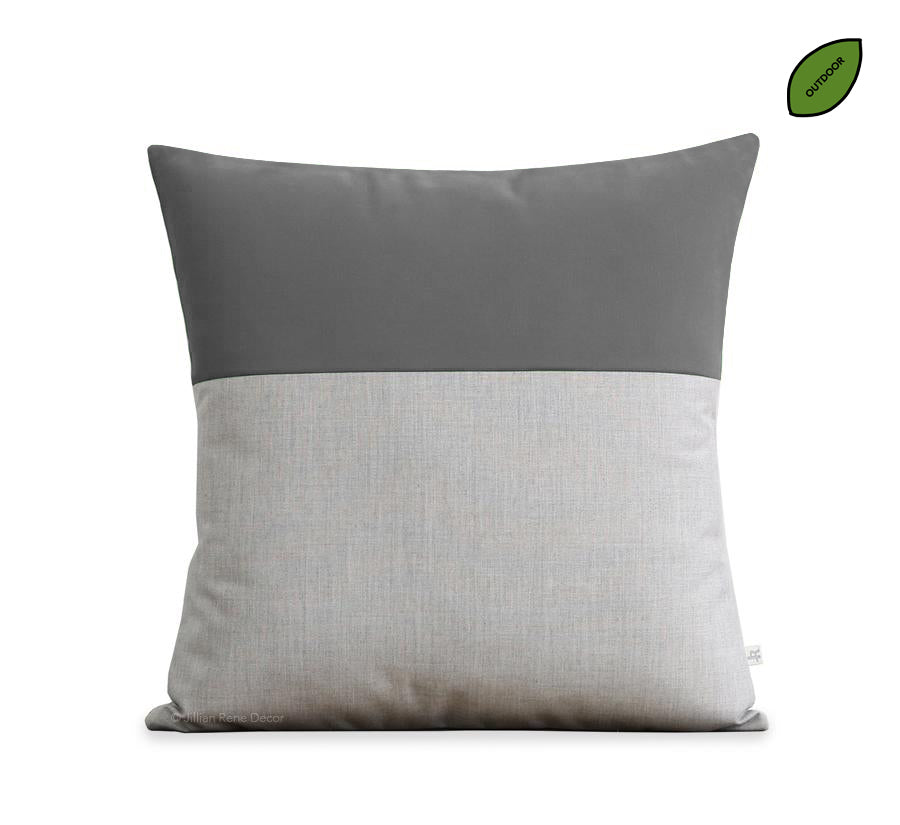 Outdoor Colorblock Pillow - Natural Two Tone