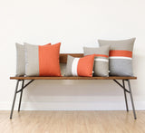 Two Tone Colorblock Pillow - Natural and Orange