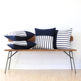 Outdoor Navy Striped Colorblock Pillow