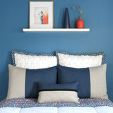 Two Tone Colorblock Pillow Shams - Navy and Natural