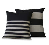 Rugby Stripe Pillow - Black and Natural