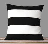 Rugby Stripe Pillow - Black and Cream