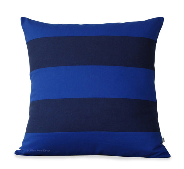 Rugby Stripe Pillow - Cobalt and Navy