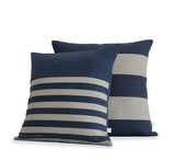 Rugby Stripe Pillow - Navy and Natural