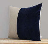 Velvet Colorblock Pillow - Deep Navy