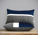 Silk Horizon Line Pillow - Navy