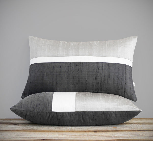 Silk Horizon Line Pillow - Silver