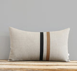 Caramel and Black Striped Pillow