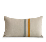 Striped Pillow - Marigold, Stone Grey and Natural Linen