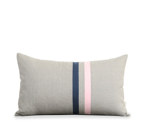 Rose Quartz and Navy Striped Pillows