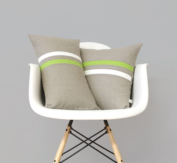 Lime Green Striped Pillow