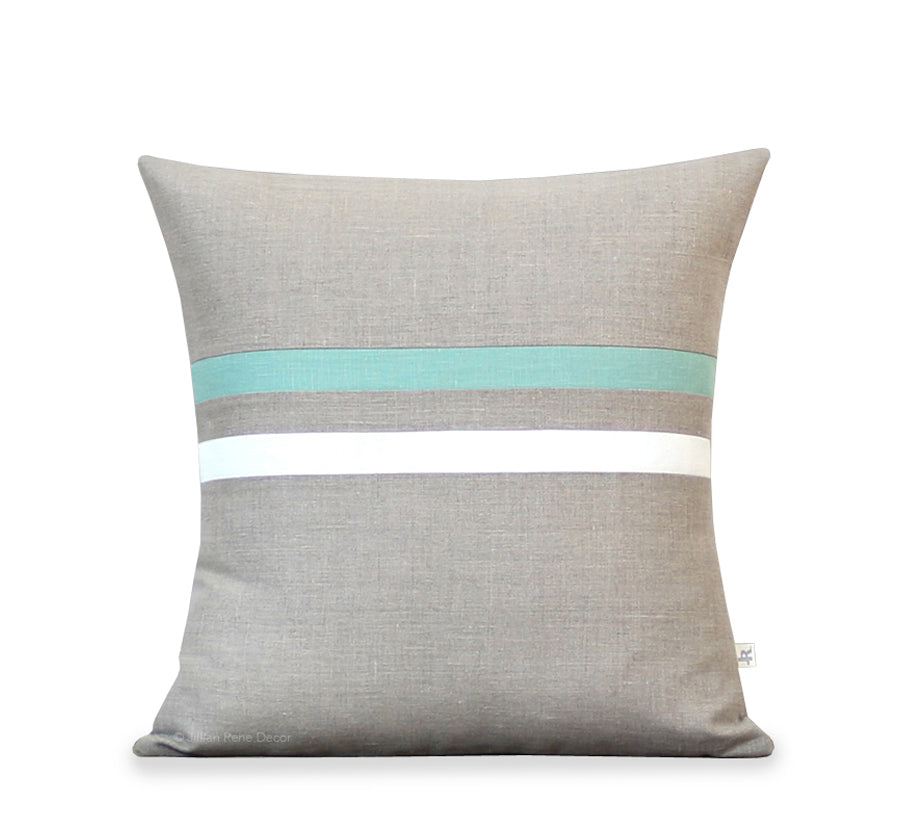 Aqua and Cream Striped Pillow