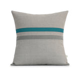 Striped Pillow - Biscay Bay, Stone Grey and Natural Linen