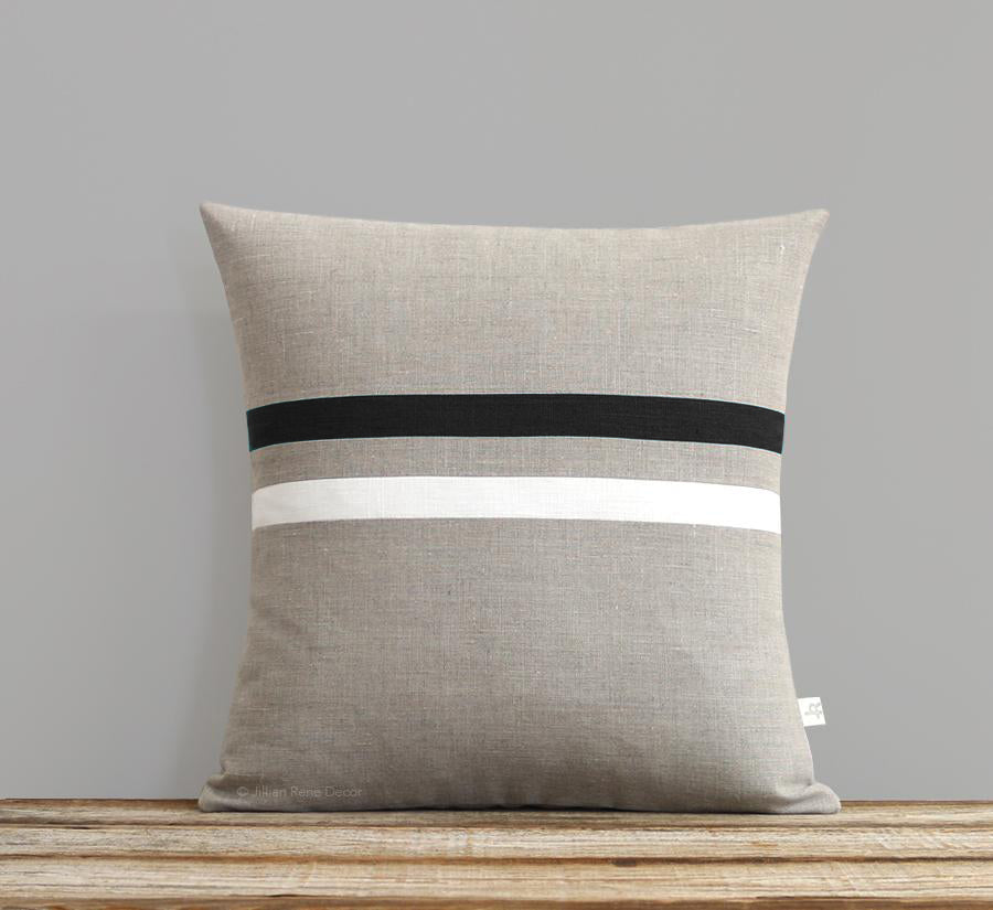 Striped Pillow - Black/Cream/Natural