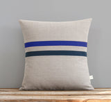 Striped Pillow - Rust, Navy and Natural
