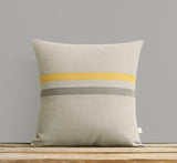 Skinny Striped Pillow - Squash, Stone Grey and Natural Linen