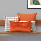 Horizon Line Pillow - Burnt Orange, Cream and Natural Linen