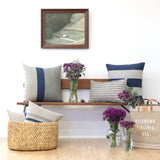 Stone Pillow Cover Set of 2 with Navy Stripe