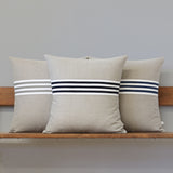 Banded Stripe Pillow - Aqua, Cream and Natural