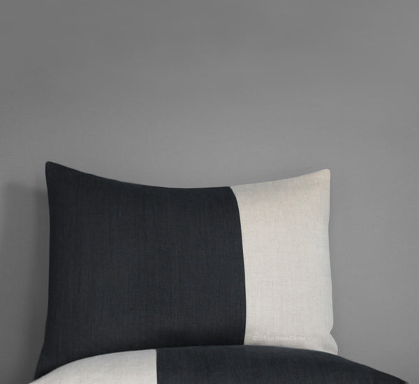 Two Tone Colorblock Pillow Shams - Black and Natural