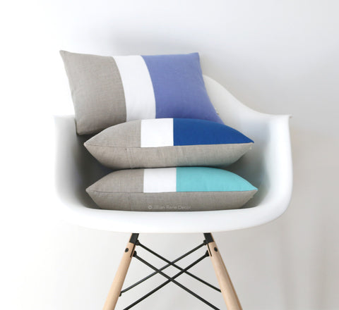 Colorblock Pillow Covers - Serenity, Cobalt or Mint