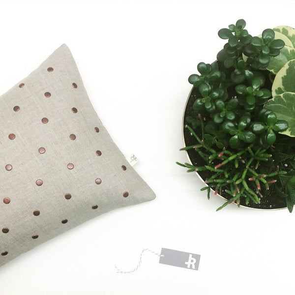 Studded Pillow - Natural Linen