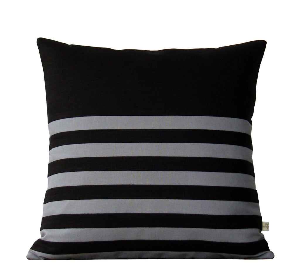 Multi Stripe Pillow - Black and Grey