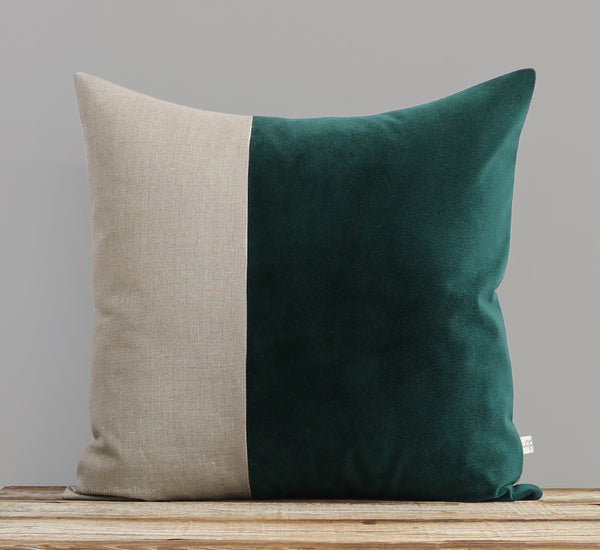 Velvet Colorblock Pillow - Lagoon