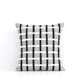 Woven Pillow - Black, Cream and Natural Linen