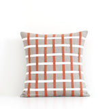 Woven Pillow - Burnt Orange, Cream and Natural Linen