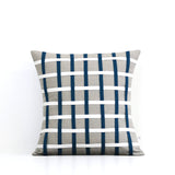 Woven Pillow - Navy, Cream and Natural Linen