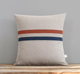 Striped Pillow - Rust, Navy and Natural