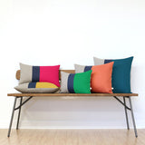 Colorblock Pillow - Mustard, Cream and Natural Linen