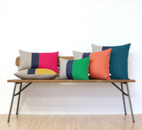 Colorblock Pillow - Kelly, Navy and Natural