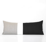 Colorblock Pillow Cover - Black, Cream and Natural Linen