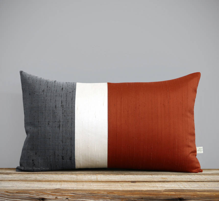 Silk Colorblock Pillow - Copper