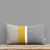 Chambray Striped Pillow - Mustard Yellow