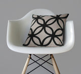 Geometric Pillow - Black and Natural Linen