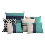 Colorblock Pillow - Mint/Navy/Natural
